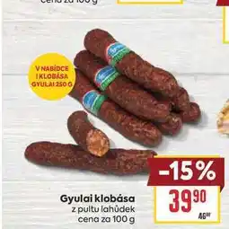 Billa Gyulai klobása z pultu lahůdek cena za nabídka