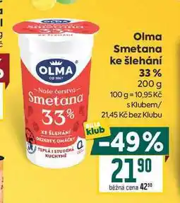 Billa Olma Smetana ke šlehání 33% nabídka