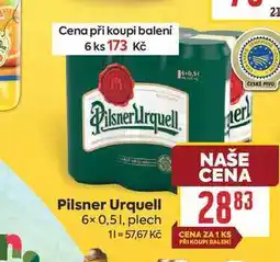 Billa Pilsner Urquell 6x0,51, plech nabídka