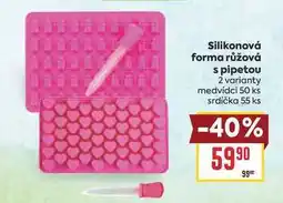Billa Silikonová forma růžová s pipetou 2 varianty medvídci 50 ks srdíčka 55 ks nabídka