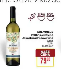 Billa SOL VINEUS Veltlínské zelené Jakostní odrůdové víno suché nabídka