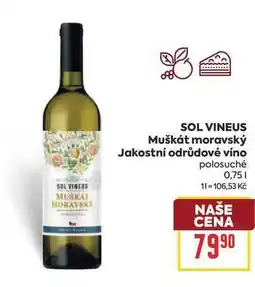 Billa SOL VINEUS Muškát moravský Jakostní odrůdové víno polosuché nabídka