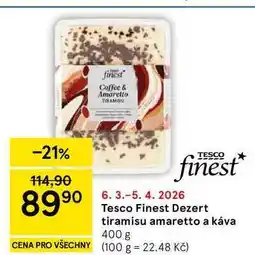 Tesco Tesco Finest Dezert tiramisu amaretto a káva nabídka