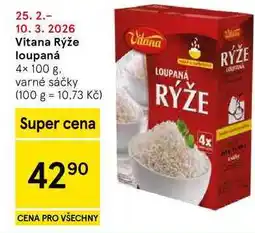 Tesco Vitana Rýže loupaná, 4× nabídka