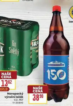 Billa Novopacký výroční ležák 1,51, PET nabídka