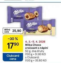 Tesco Milka Choco croissant s náplní nabídka