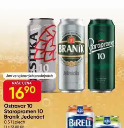 Hruška Braník Jedenáctka pivo ležák světlý 0,5l plech nabídka