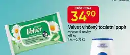 Hruška Velvet vlhčený toaletní papír vybrané druhy 48 ks nabídka