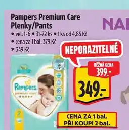 Albert Pampers Premium Care Plenky/Pants vel. 1-6 31-72 ks nabídka