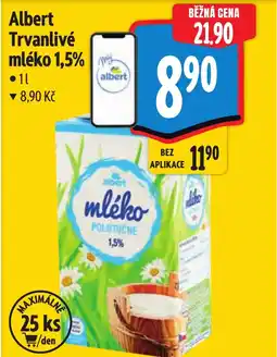 Albert Albert Trvanlivé mléko 1,5% nabídka