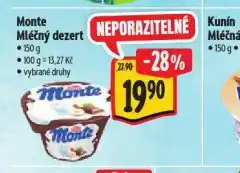 Albert Monte mléčný dezert nabídka