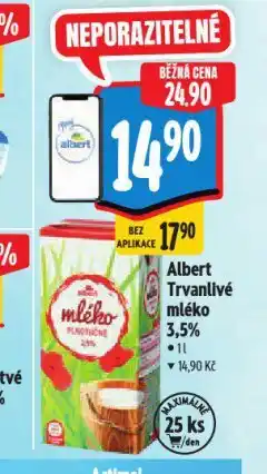 Albert Trvanlivé mléko 3,5% nabídka