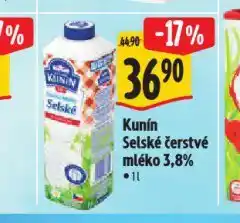 Albert Kunín selské čerstvé mléko 3,8% nabídka