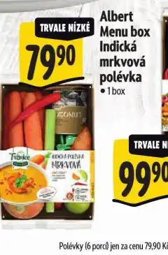 Albert Albert menu box indická mrkvová polévka nabídka