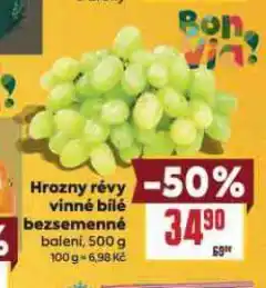 Billa Hrozny révy vinné bílé bezsemenné nabídka