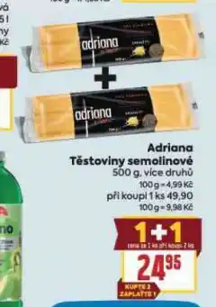 Billa Adriana semolinové těstoviny nabídka