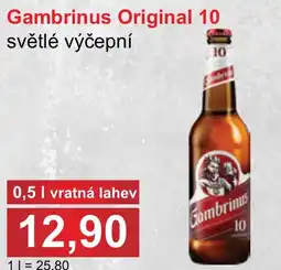 PLUS JIP Gambrinus Original 10 světlé výčepní nabídka