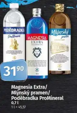 COOP TIP Magnesia Extra/ Mlýnský pramen/ Poděbradka ProMineral nabídka