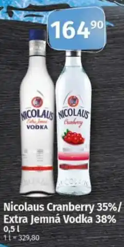 COOP TIP Nicolaus Cranberry 35%/ Extra Jemná Vodka 38% nabídka
