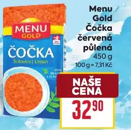 Billa Menu Gold Čočka červená půlená nabídka