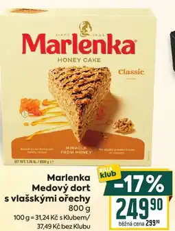Billa Marlenka Medový dort s vlašskými ořechy nabídka