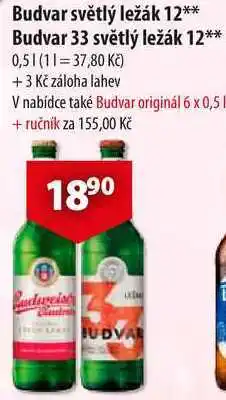 CBA Budvar světlý ležák 12 nabídka