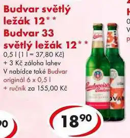 CBA Budvar světlý ležák 12 nabídka