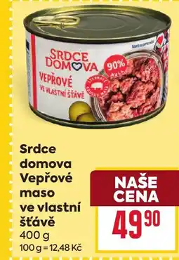 Billa Srdce domova Vepřové maso ve vlastní šťávě nabídka