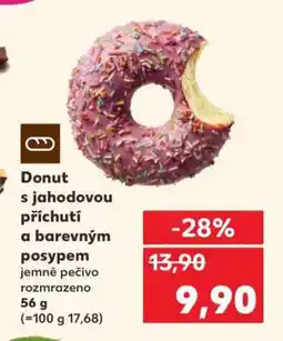Kaufland Donut s jahodovou příchutí a barevným posypem nabídka