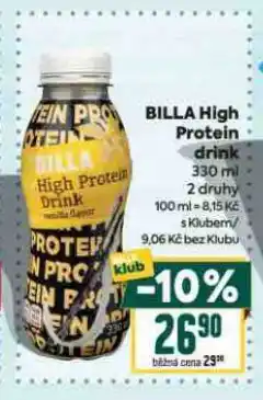 Billa High protein drink nabídka