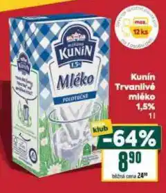 Billa Kunín trvanlivé mléko nabídka