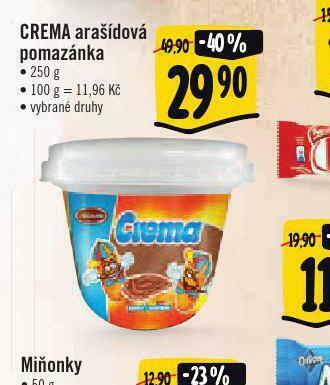 Albert Crema arašídová pomazánka nabídka