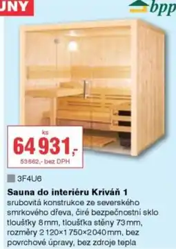DEK Sauna do interiéru Kriváň 1 nabídka