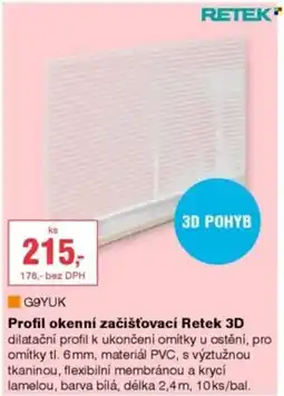 DEK Profil okenní začišťovací Retek 3D nabídka