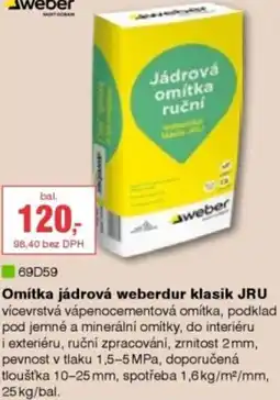 DEK Omítka jádrová weberdur klasik JRU nabídka