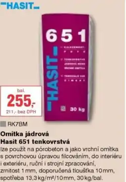 DEK Omítka jádrová Hasit 651 tenkovrstvá nabídka