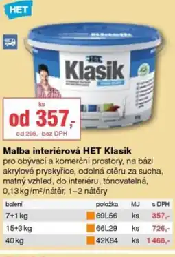 DEK Malba interiérová HET Klasik nabídka
