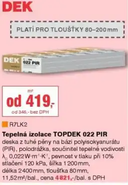 DEK Tepelná izolace TOPDEK 022 PIR nabídka