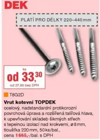 DEK Vrut kotevní TOPDEK nabídka