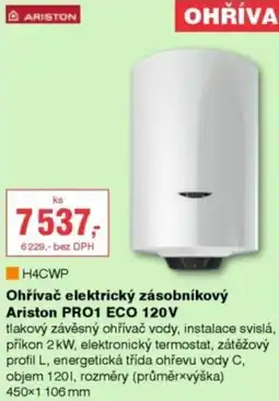 DEK Ohřívač elektrický zásobníkový Ariston PRO1 ECO 120V nabídka