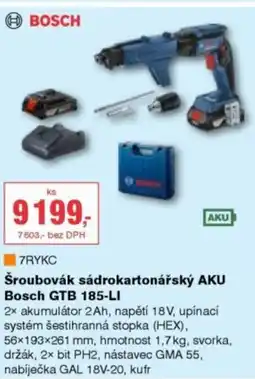 DEK Šroubovák sádrokartonářský AKU Bosch GTB 185-LI nabídka