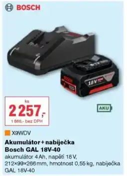 DEK Akumulátor + nabíječka Bosch GAL 18V-40 nabídka