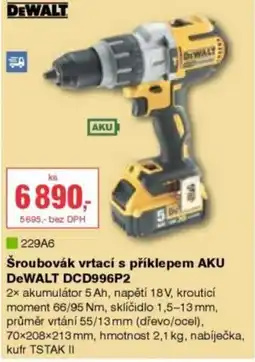 DEK Šroubovák vrtací s příklepem AKU DeWALT DCD996P2 nabídka