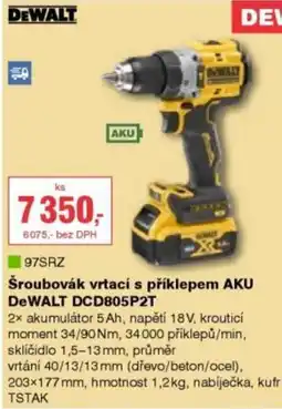DEK Šroubovák vrtací s příklepem AKU DeWALT DCD805P2T nabídka