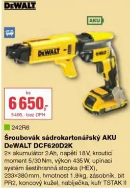 DEK Šroubovák sádrokartonářský AKU DeWALT DCF620D2K nabídka
