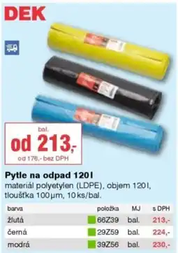 DEK Pytle na odpad 120l nabídka