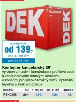 DEK Kontejner kancelářský 20' nabídka