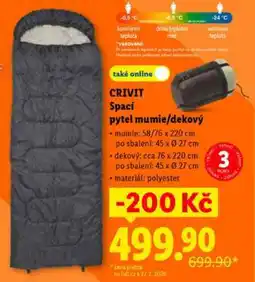 Lidl CRIVIT Spací pytel mumie/dekový nabídka