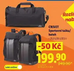 Lidl CRIVIT SPORTOVNÍ TAŠKA/BATOH nabídka