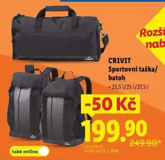 CRIVIT SPORTOVNÍ TAŠKA/BATOH